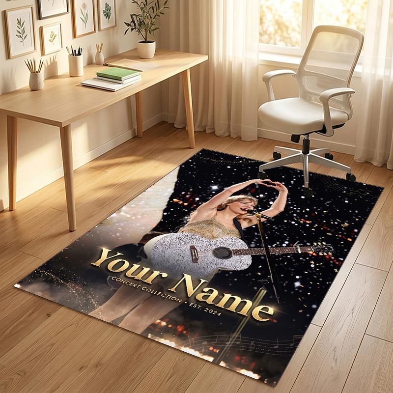Personalized Crystal Velvet Carpet,Taylor Swift Custom Printed Name, Plush Area Rug For Home Indoor Decor