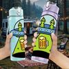 1PC UFO Alien Beer Cartoon Pattern 750ml Color Plastic Sports Water Bottle Leakproof Flip Straw Lid Suitable for Sports Office Home Use