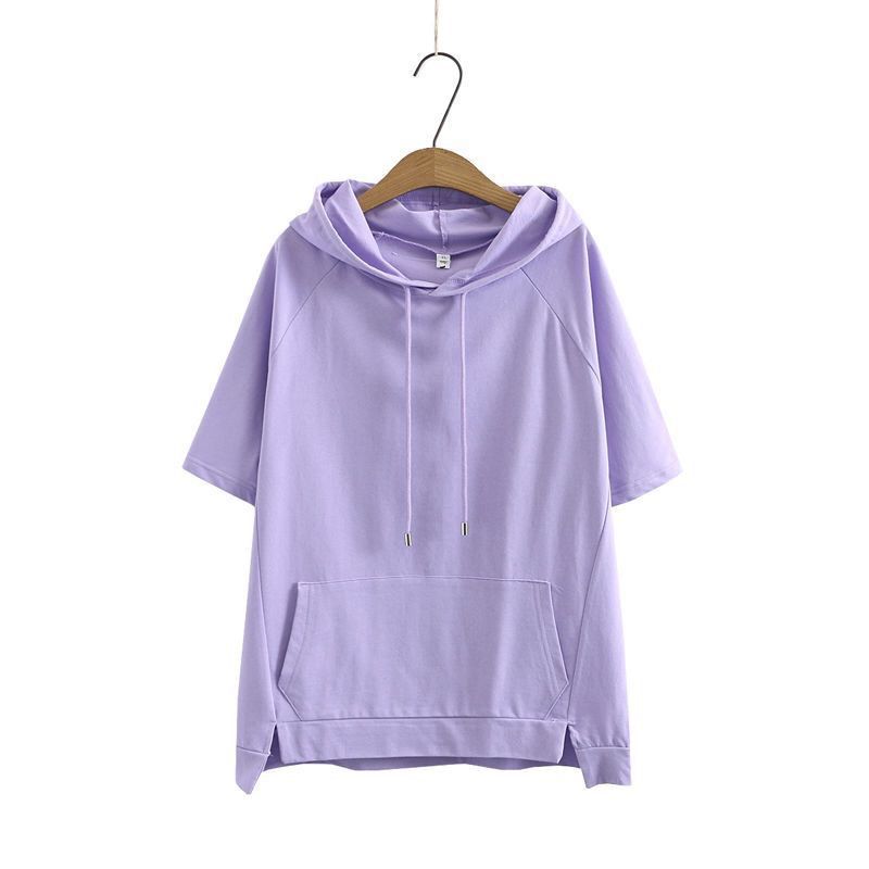 Oversized 4XL Losse Sweatshirts Dames Katoenen Hoodies Zomer Korte Mouwen Dunne T-shirts Dames Casual Trui Tops Buitenkleding