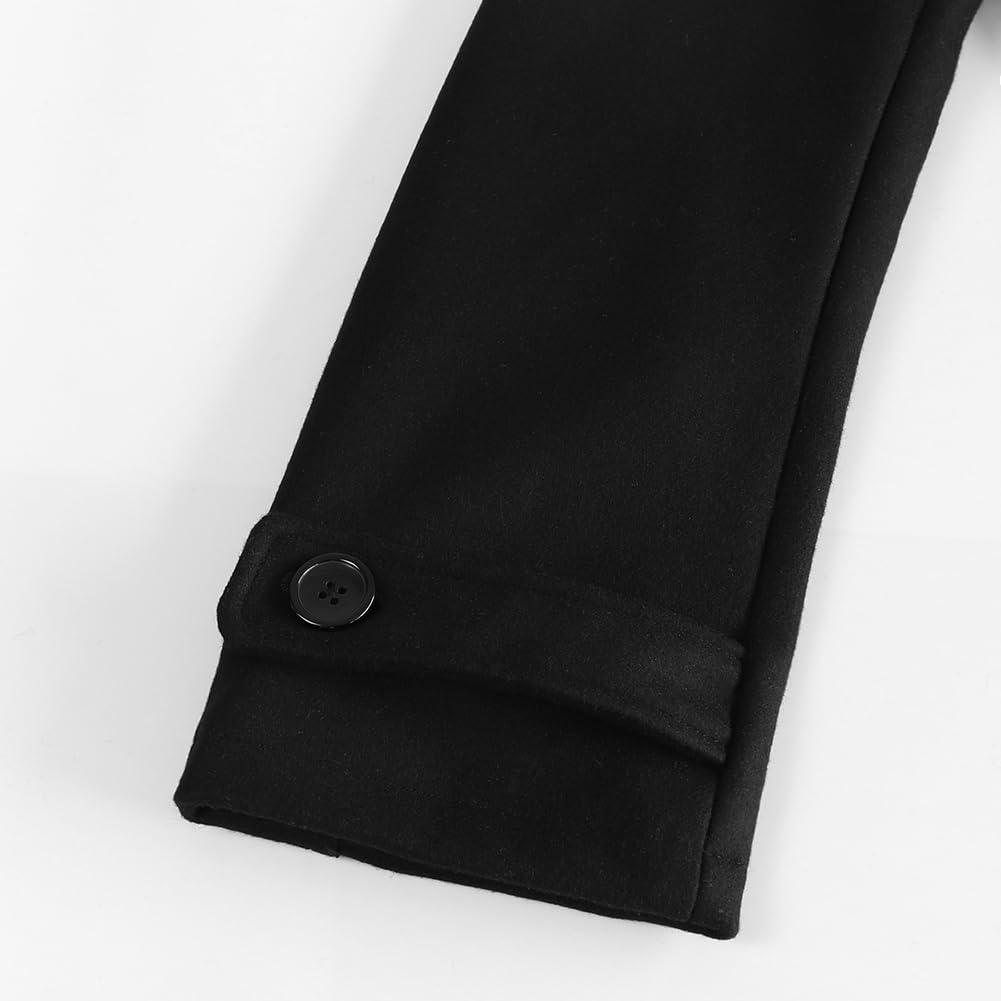 Uniform School Coat Student Pea Coat P Coat Short Length Slim Thick Unisex MY468 [NOLCCTN] Women's Women's (M, Black)