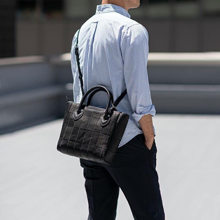 Official Shoulder Bag Vertical Genuine Leather Tote Bag Mini Bag Bag Leather DPC252S Navy [Tryon] Men's Women's