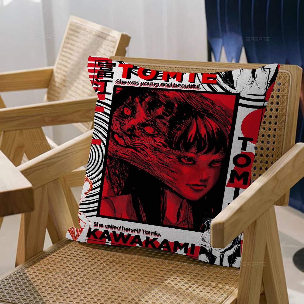 Horror Comics Tomie Decorative Room Aesthetics Pillow Case Home Decor Bedroom Sofa Bed Couch Pillow Cover 45X45
