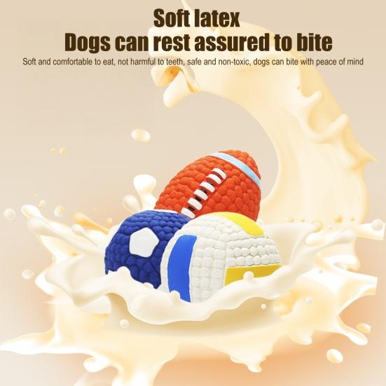 Hund Latex Ball Spielzeug Quietschspielzeug Fußball Tennis Interaktiver Kauspielzeug Welpen Zahnungsspielzeug für Aggressive