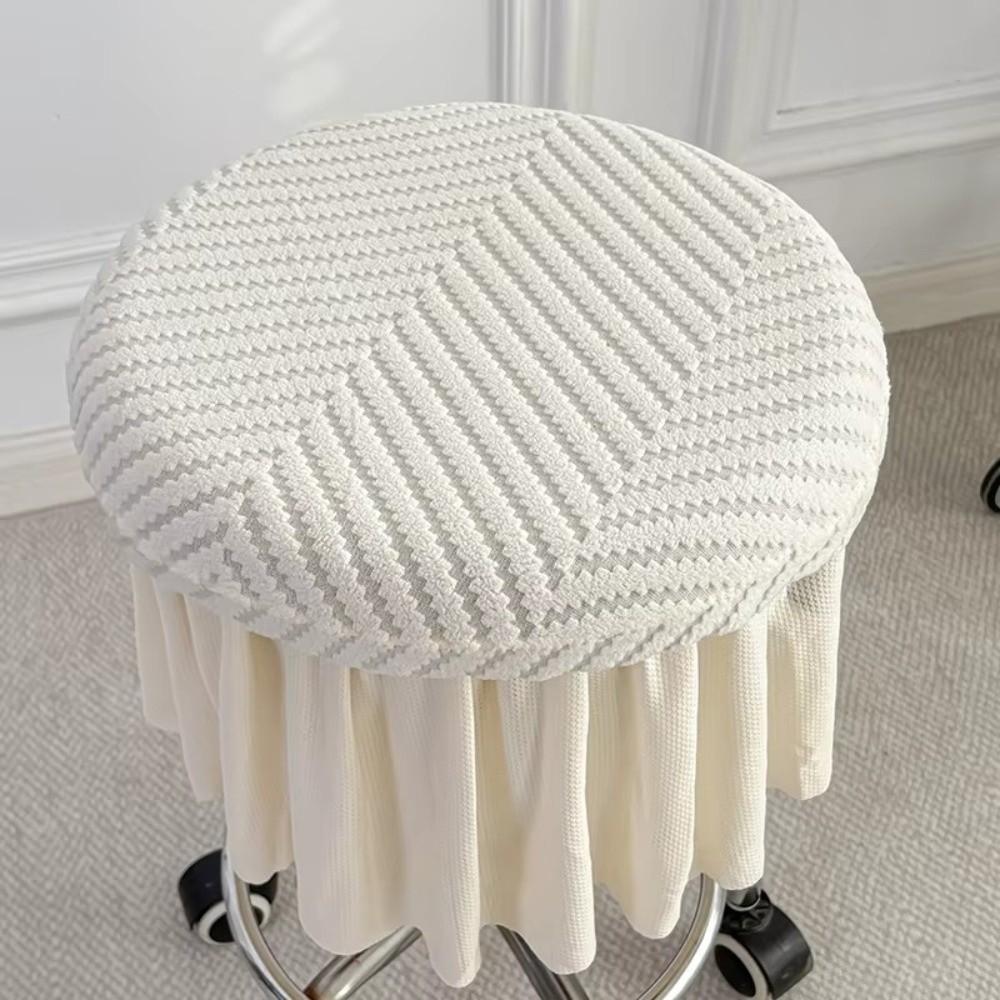 New Full-Coverage Bar Round Stool Cover Elastic Thickened Round Chair Cover with Skirt Hem Washable Stool Cushion Cover