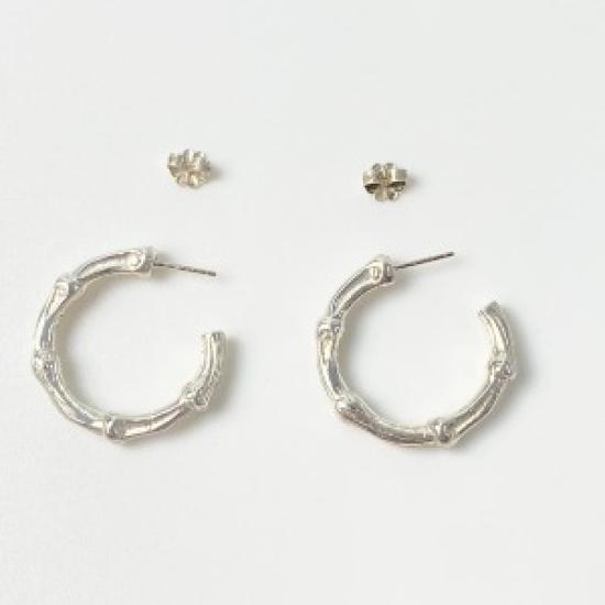 

USED TIFFANY & Co. Women s Bamboo Hoop Earrings SV925 срібний