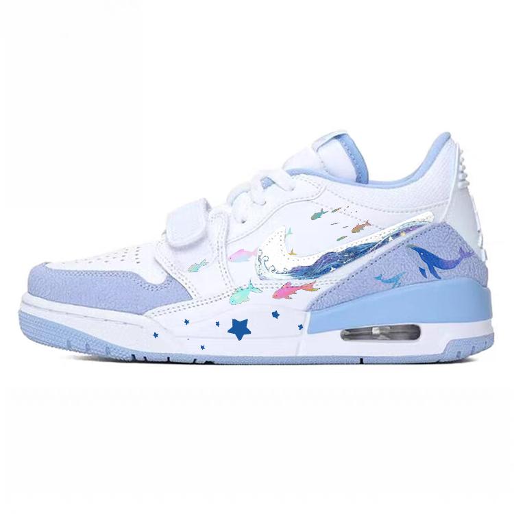 

Jordan Legacy 312 Abrasion Resistant Slip Resistant Low top Vintage Basketball Shoes Women s White Blue FQ7827-104(Team181-) 40.5