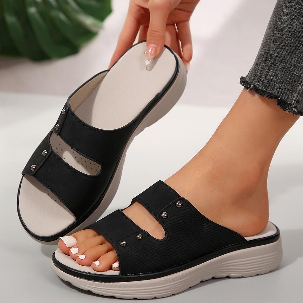 2025 new foreign trade summer platform slippers women's shoes platform word with casual slippers wear cool slippers