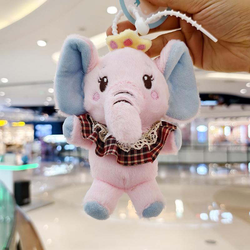 Cute Long Trunk Elephant Pendant Plush Stuffed Toy Doll Bag Pendant Keychain Cloth Jewelry Accessory Keyring Gift Decoration