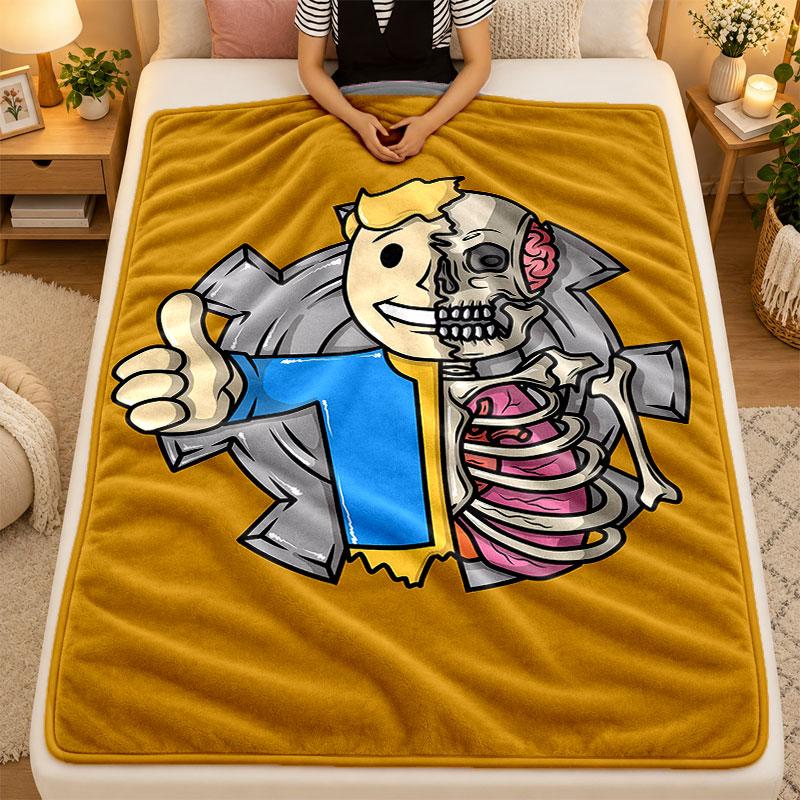 Flannel BlanketFallout Warm Soft Throw Blanket for Indoor Sofa Bed Living Room Use