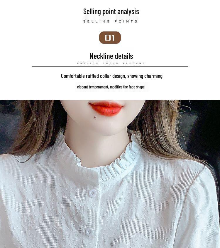 Summer 2024 Women's Pure Cotton Age-Defying Jacquard Shirt - Fashionable, Versatile, and Elegant