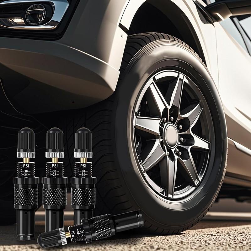 Tire Air Down Tool Auto-Stop Adjustable Deflator Valve Kit For Offroad 4X4 Screw-On Black