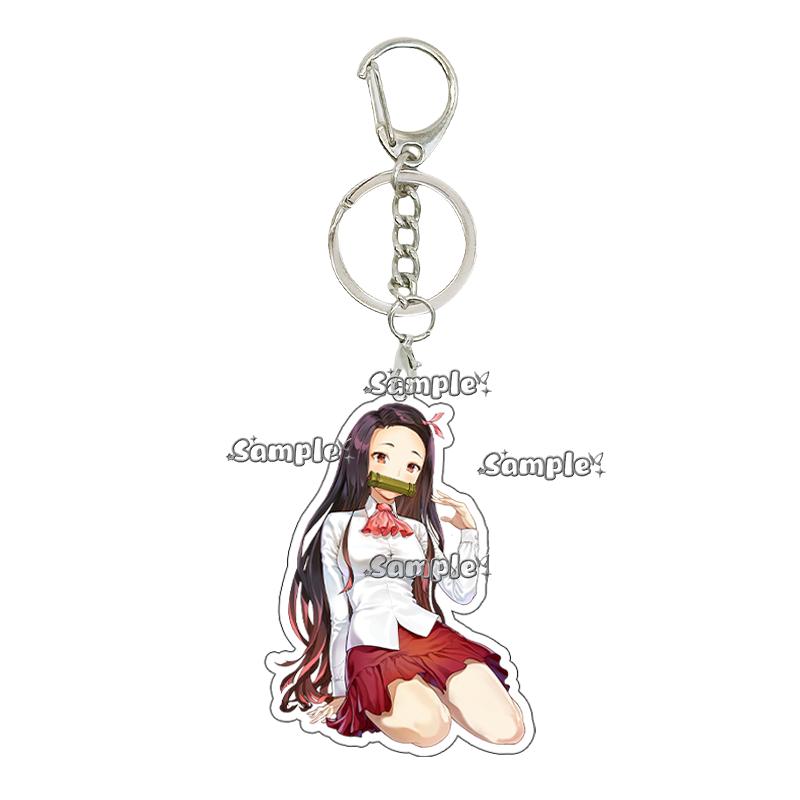 Anime Fashion Kamado Nezuko Cartoon Acrylic Keychain Pendant Charm Bag 5cm Jewelry Accessories Key Ring Gifts Toys for Friends