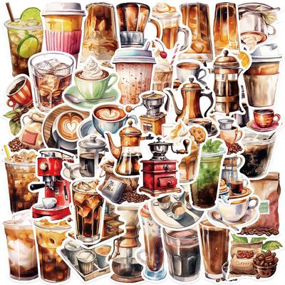 50 Coffee Lovers Graffiti Stickers Guitar Laptop Suitcase DIY Waterproof Stickers
