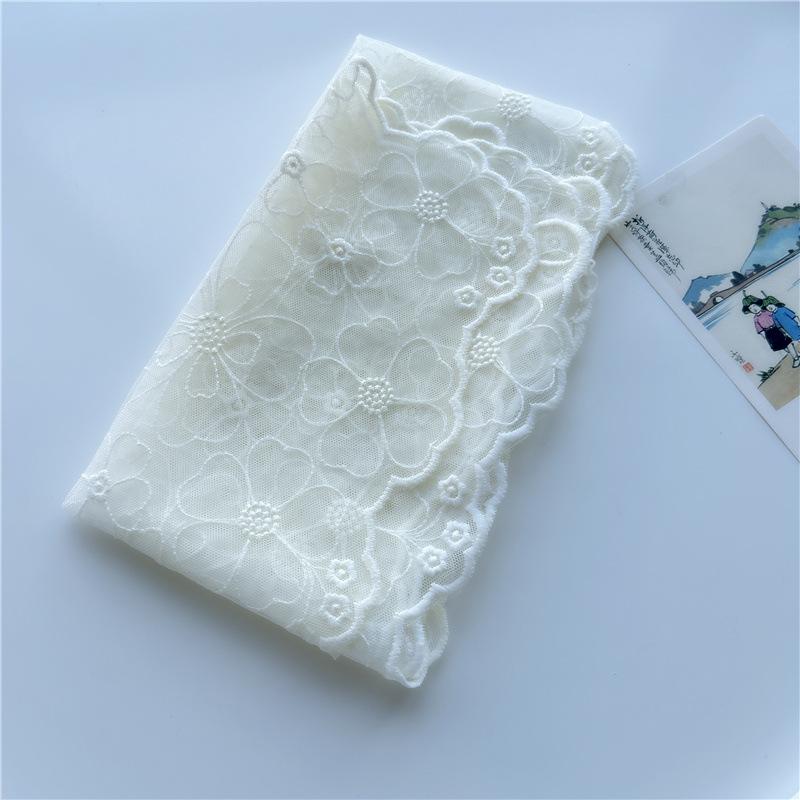 Spring and Autumn Scarf Korean Thin Style Fresh and Elegant Retro Embroidered Lace Scarf Solid Color Versatile Gauze Scarf