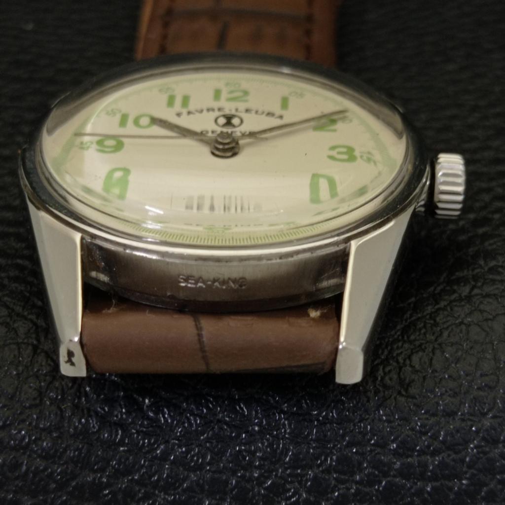 VINTAGE FAVRE LEUBA SEA KING HAND-WINDING SWISS MENS SIGN CASE WATCH A702028-5 R208-a702028