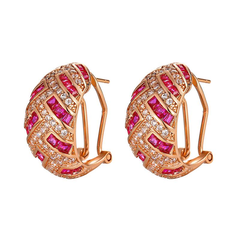 Jewelry Copper Bottom Plating Style Full Diamond High-End Stud Earrings Ear Buckles