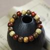 Retro Buddhist Bead Bracelet: Multi-Treasure Green & Purple Sandalwood, Single-Loop Unisex Jewelry
