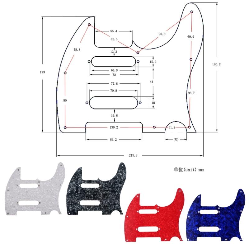 3Ply Scratchplate Musical Instrument Standard Mudguard Guitar Bass 6 Strings Model Guitar 8 Holes Guitar Bass Pickguard