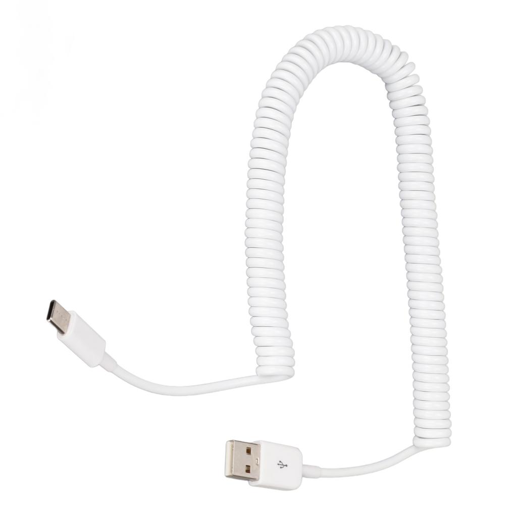 Coiled Charger Cable Type C To USB 2.0 Male 480Mbps Fast Data Extension Cord for Cellphone 9.8ft