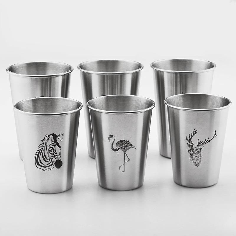 350/500ML Simple Stainless Steel Juice Beer Water Cup Unbreakable Stackable Pint Cups Juice Mug