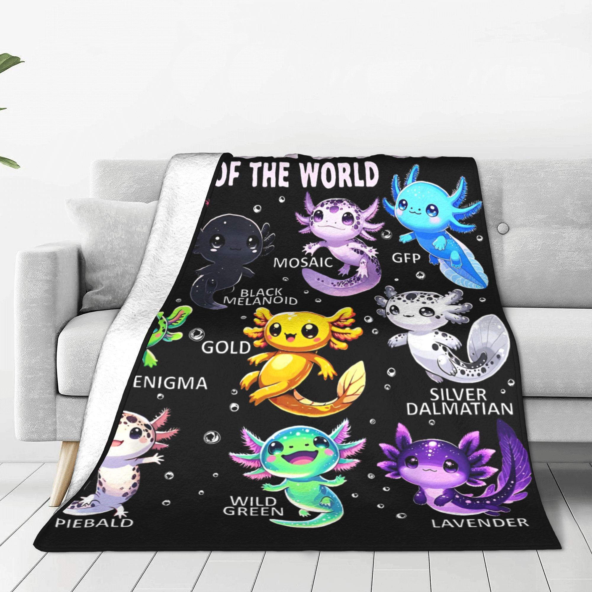 Axolotl Kawaii Axolotl Del Mondo Animali Axolotl Coperta di Flanella Coperta Vintage da Lancio per Casa 125*100cm Copriletti