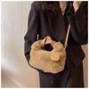 Women Faux Fur Handbag Solid Color Plush Top-Handle Bag Adjustable Shoulder Strap Comfortable Ladies Girls Trendy Bag