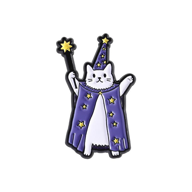 

Animal Magician Enamel Pins Custom Rabbit Cat Dog Wizard Brooches Lapel Badges Clothes Animal Jewelry Gift for Kids Friends