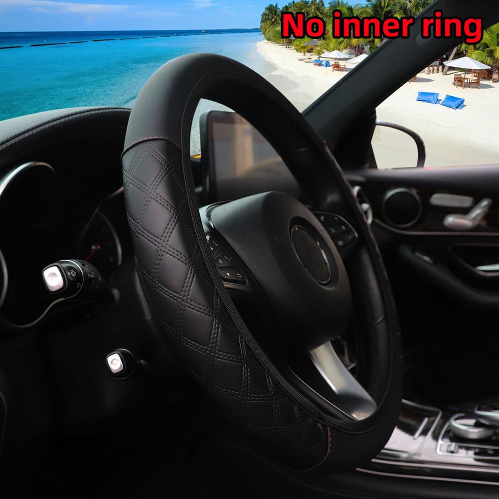 PU Leather Steering Wheel Cover with Breathable Material and Anti Slip Features for 15 Inch Car Wheels Improving Driving Safety