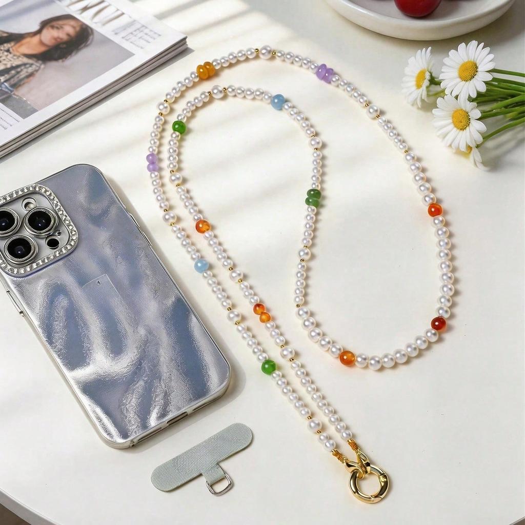 Spring New Mobile Phone Chain Beaded Crossbody Back High Sense Versatile Fashion Mobile Phone Lanyard Woman