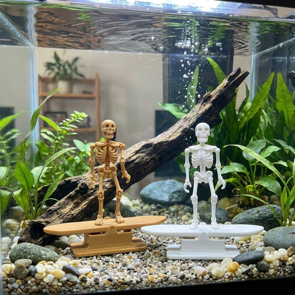 Air Pump Powered Surfing Dancing Skeleton Aquarium Bubbler Fish Landscaping