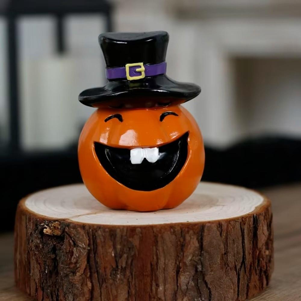 Cartoon Pumpkins Figurine Resin 3D Printed Statue Creative Halloween Miniature Dashboard
