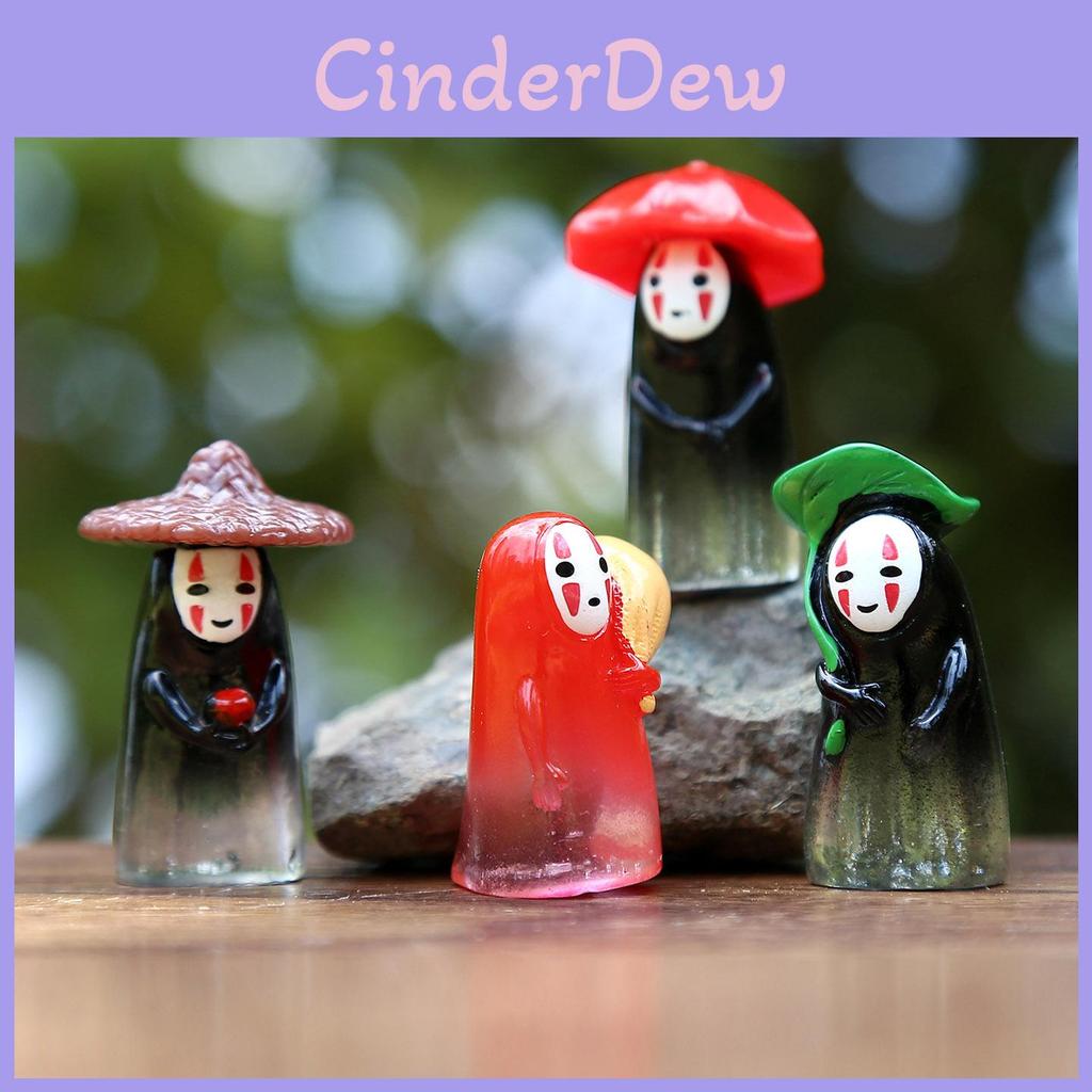 No Face Man Holding Umbrella Sitting Posture Hat Mini Model Desktop Ornament For Kids And Adult Collectors