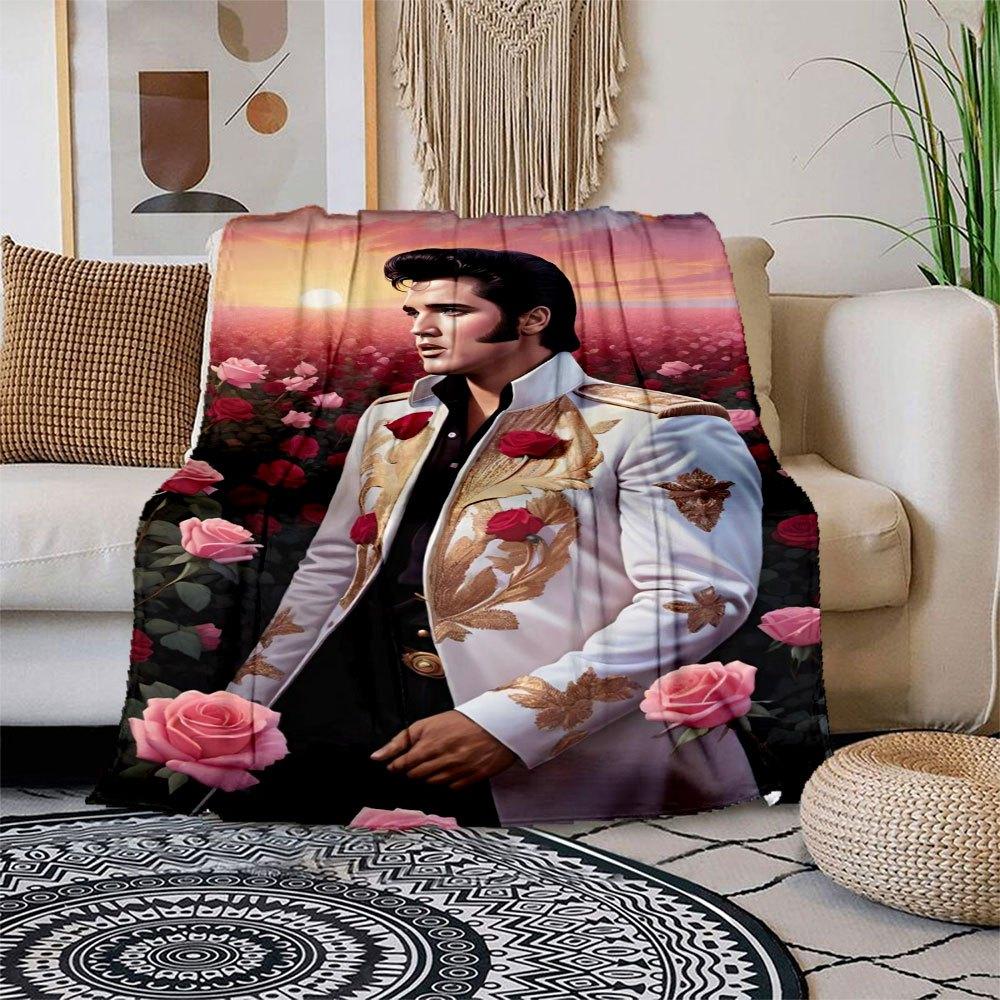 

Elvis Presley Inspired White Jacket with Gold Embroidery - Limited Edition Blanket Flannel Throw Blanket for Sofa, Bed, Travel, Camping, Of 150x180cm