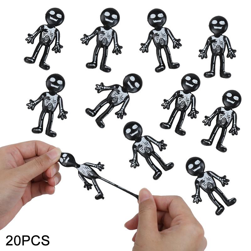 10/20/30pcs Halloween Stretchable Skull Skeleton Anti Stress Toy Kids Birthday Party Favors Halloween Trick or Treat Guests Gift