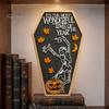 Festival Atmosphere Ornaments Halloween Table Sign, Spooky Message Board, Wooden Tabletop Centerpiece with Skeleton Unique Presents And Maple