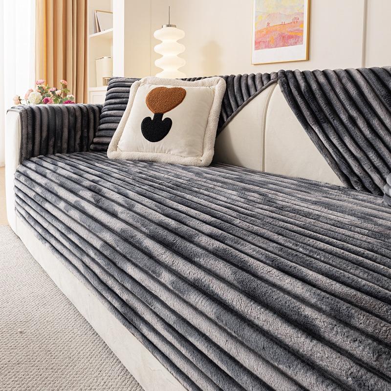 New Plush Sofa Cushion Autumn Winter Thickened Anti Slip Anti Cat Scratch Seat Cushion Simple Modern Sofa Cover Cloth
