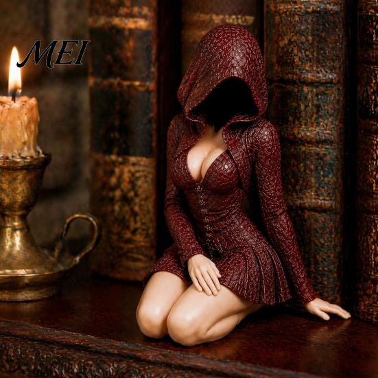Hand Painted Resin Crafts Hooded Midnight Reader with Wine Statue, Gothic Dark Fantasy Faceless Shadow Home Decor Collectibles Figure, Sitting Mystery
