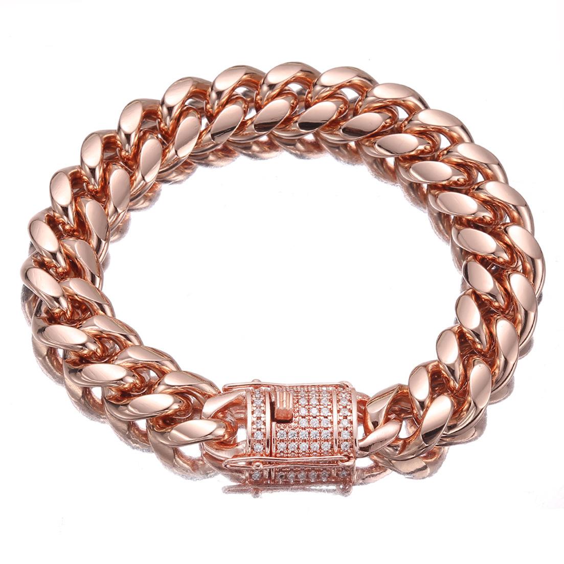 European and American Jewelry Fashion Trend Jewelry Bracelet Double-sided Diamond Buckle Zircon Men s 2026 10MM*21CM