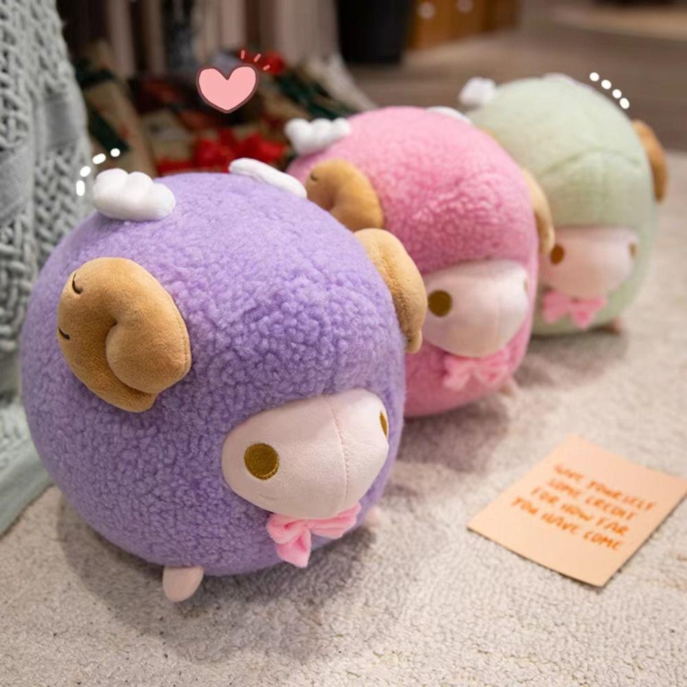 Purple Color Round Sheep Plush Doll Pink Color Sheep Plush Pillow Argali Goat Plush Toy  Kids Room