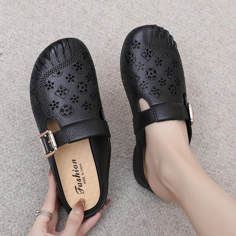 Women's Summer Breathable Sweet Sandals Thick Soft Sole Fashion Beach Slides Anti-Slip Open-Toe Outdoor Shoes