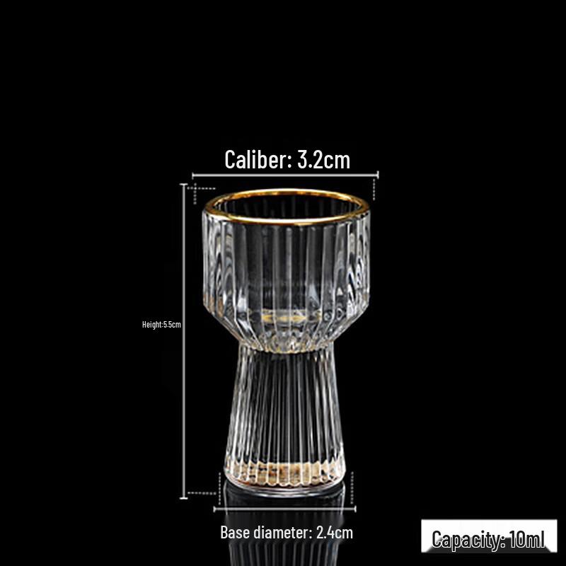 Shangqi Gold-Rimmed Striped Waist-Shaped Baijiu Decanter & Glass Set