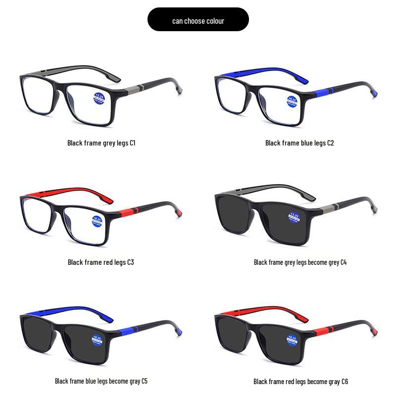 Anti-blue Light Photochromic Reading Glasses for Seniors - Stylish Unisex PC Frame