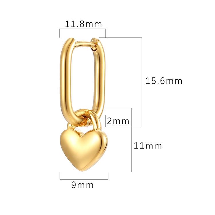 Temperament Stainless Steel Peach Heart Pendant Earrings, Light Luxury Women'S Geometric Titanium Steel Love Pendant Earrings