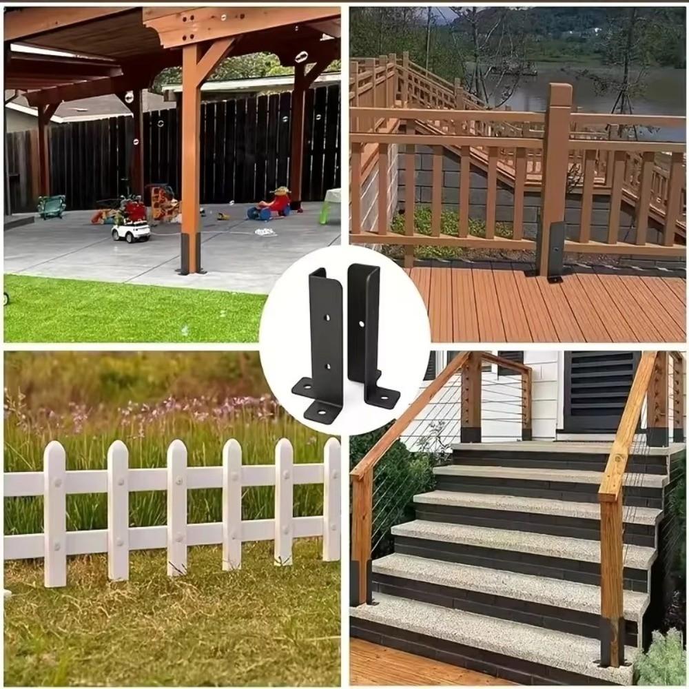 2pcs Metal Corner Bracket Heavy-Duty Wood Fence Mounts Support Mounting Bracket Post Stabilizer