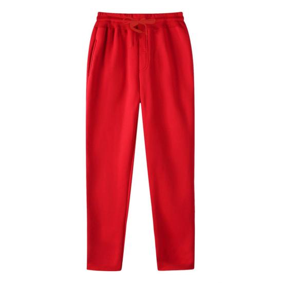 Unisex İlkbahar Sonbahar Pantolon Yan Cepli Elastik Bel Düz Geniş Paça Eşofman Pantolonu Düz Renk Bol Sokak Stili Spor Pantolonu