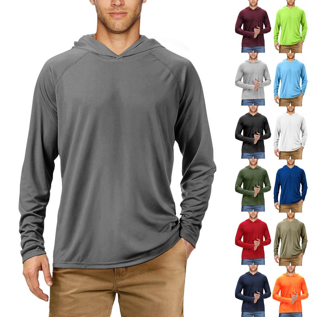 Men's Hooded Outdoor Hiking And Mountaineering Skin Jacket Fishing Suit Quick Drying Top