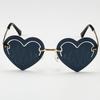 Heart Frameless Sunglasses Women Men Round Vintage Electrocardiogram Sun Glasses Metal Shades Eyewear Unisex