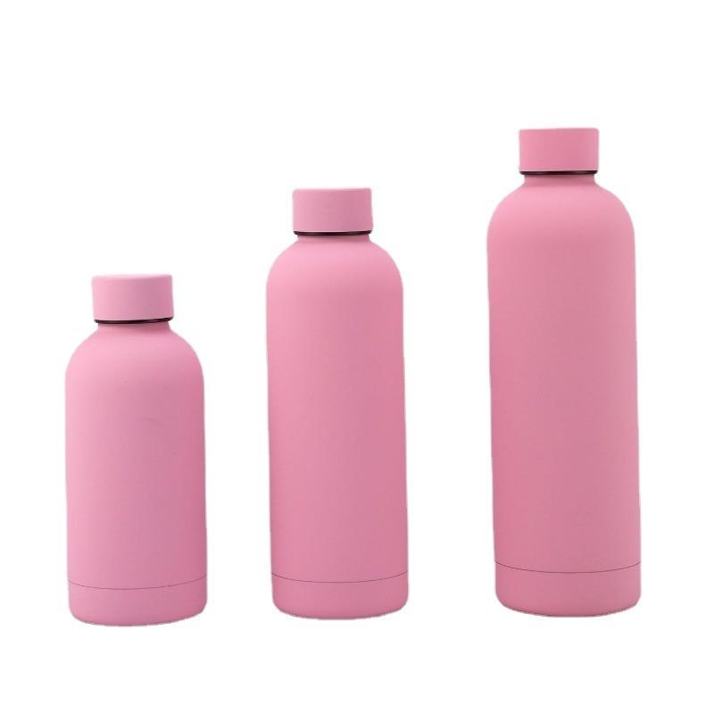 350ML/500ML/750ML Small Mouth Termoska Nerezová láhev Gumová barva Venkovní sportovní konvice Dvojitá stěna šálek na vodu