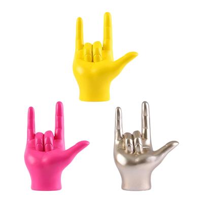 Love You Finger Gesture Statue Figurine Rock On Hand Sculpture for Bedroom Decor