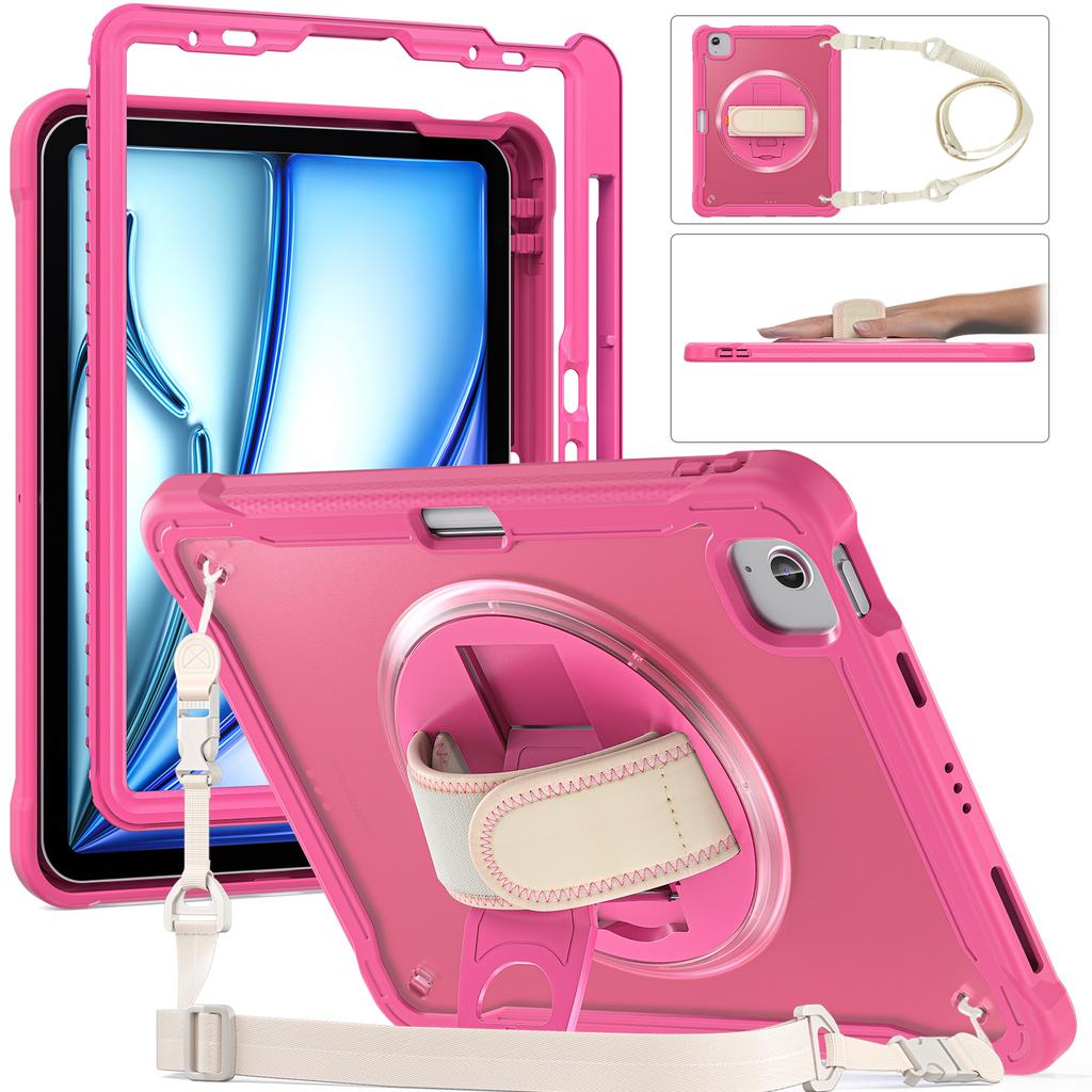 For iPad Air 11 (2025)/(2024)/Air (2022)/(2020)/Pro 11 (2022)/(2021)/(2020)/(2018) Case Kickstand Cover with Strap